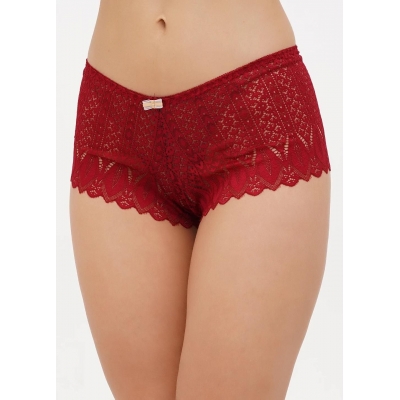 Женские кружевные трусики слипы бордовый цвет