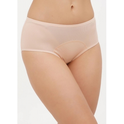 Менструальные трусики с высокой талией и защитой от протечки  бежевые