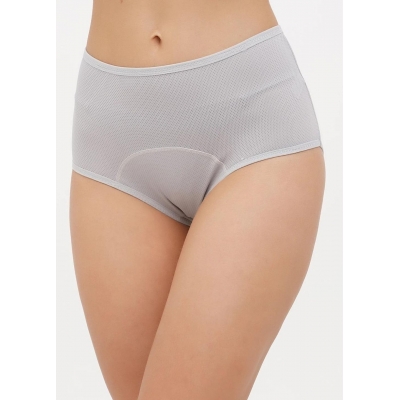 Менструальные трусики с высокой талией и защитой от протечки  серые