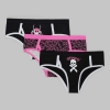 Набір (3 шт.) жіночі труси сліпи з принтом череп і павук, еластичні
