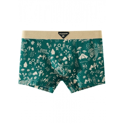 Чоловічі труси боксери з принтом Майя, оливкові - Майя Олива