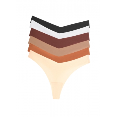 Набір жіночих безшовних трусиків стрінги з середньою посадкою 6шт