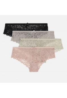 Комплект (4шт.)  женские трусы слипы кружевные