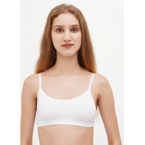 Підтримуючий жіночий топ у рубчик на тонких бретельках що регулюються білий