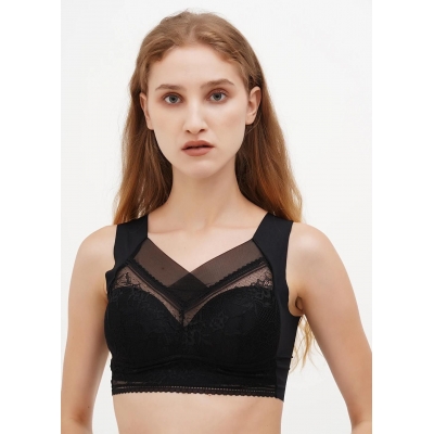 Жіночий безшовний підтримуючий бюстгальтер з анатомічною формою без кісточок чорний