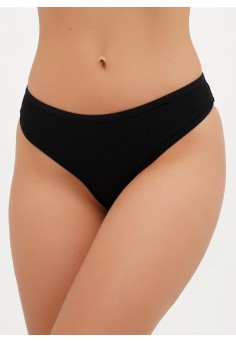 Жіночі трусики стрінги в рубчик з середньою посадкою чорний