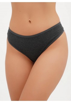 Женские трусики стринги в рубчик со средней посадкой серый