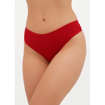 Жіночі трусики стрінги в рубчик з середньою посадкою червоний колір