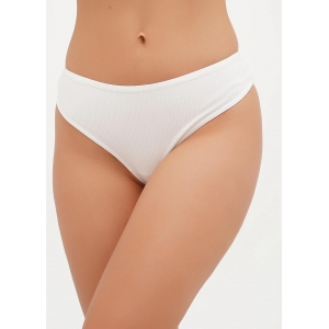 Женские трусики стринги в рубчике со средней посадкой белый