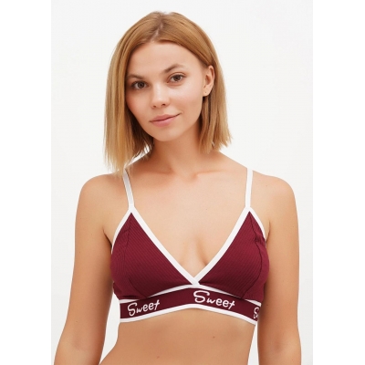 Жіночий топ в рубчик з регульованими бретелями бордовий