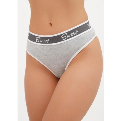 Женские трусики стринги в рубчик серый цвет