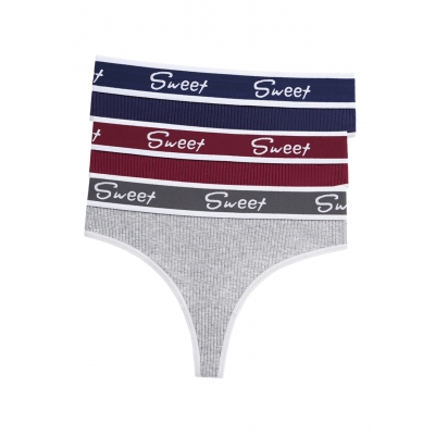 Набір жіночих трусиків стрінги в рубчик 3шт