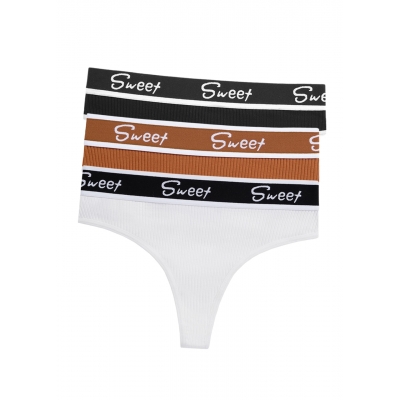 Набір жіночих трусиків стрінги в рубчик 3шт