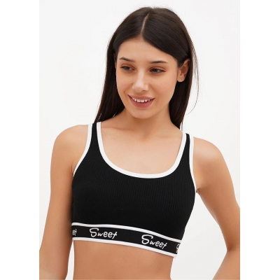 Жіночий топ в рубчик чорний колір