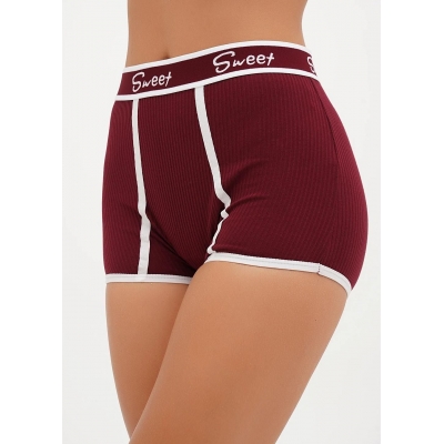 Жіночі трусики шортики в рубчик бордовий колір