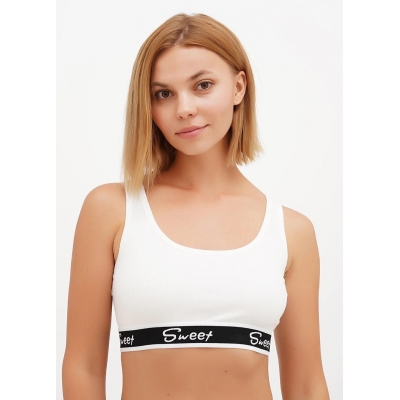 Жіночий топ в рубчик білий колір