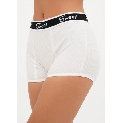Жіночі трусики шортики в рубчик білий колір