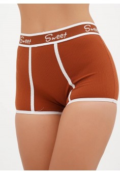 Жіночі трусики шортики в рубчик коричневий колір