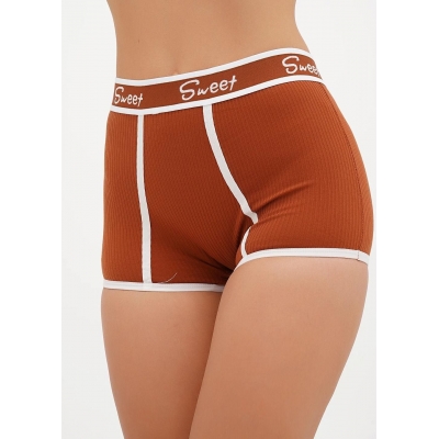 Жіночі трусики шортики в рубчик коричневий колір