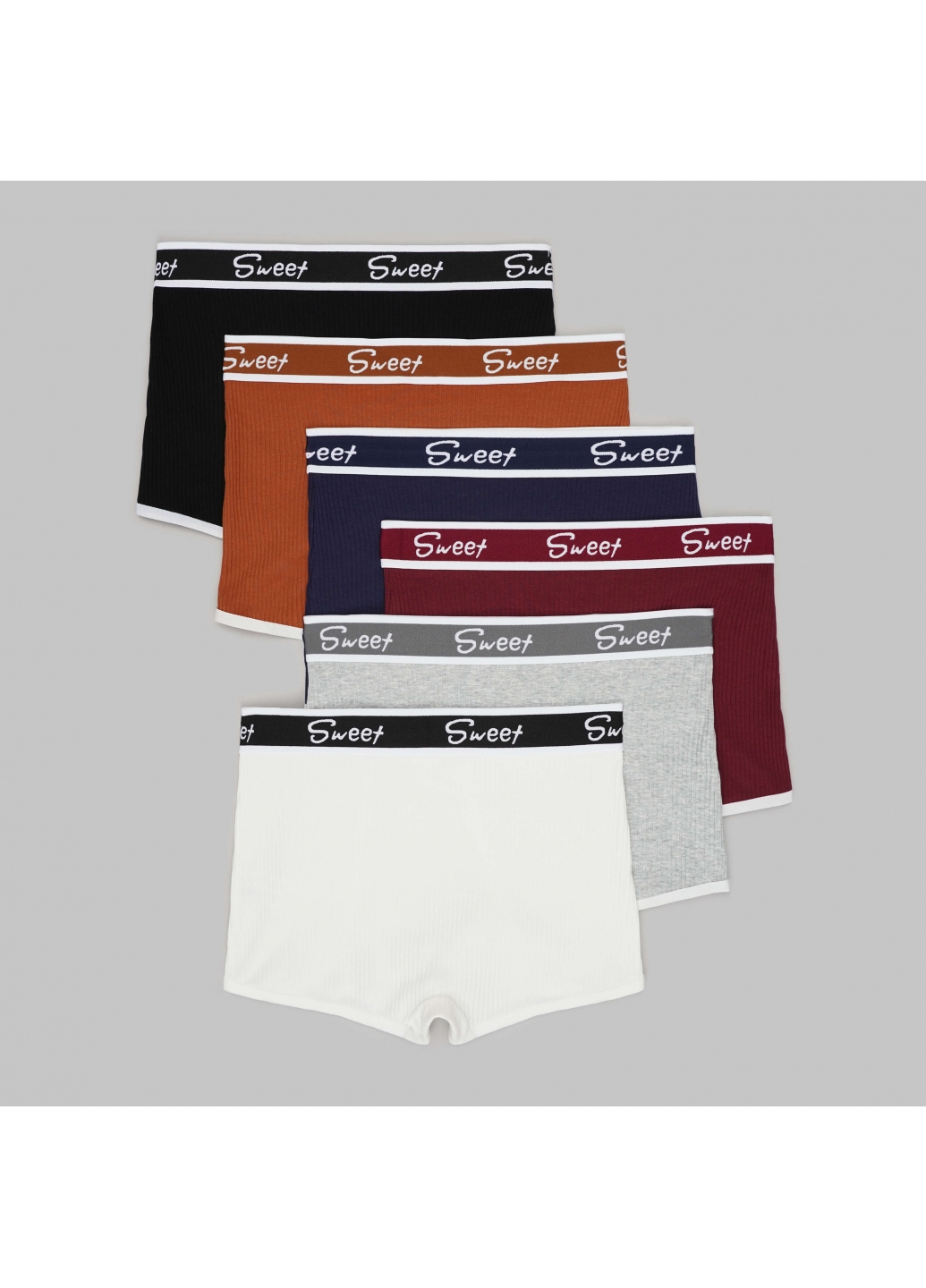 Набір (6 шт.) жіночі труси шортики в рубчик, безшовні, еластичні