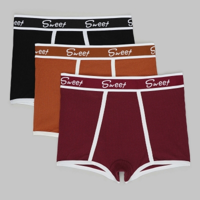 Набір (3 шт.) жіночі труси шортики в рубчик, безшовні, еластичні