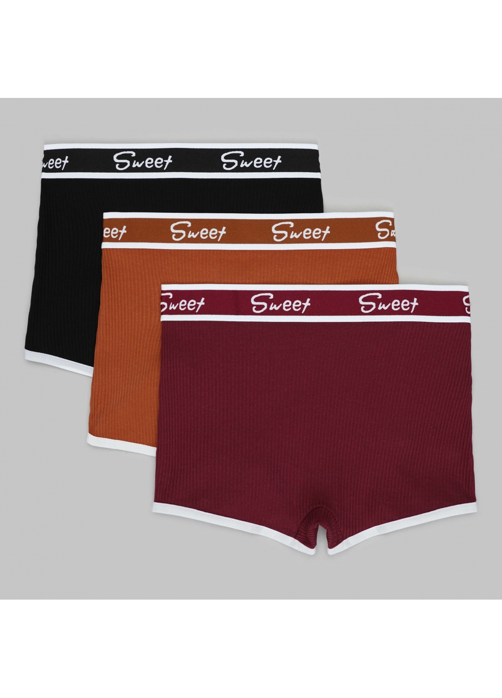 Набір (3 шт.) жіночі труси шортики в рубчик, безшовні, еластичні