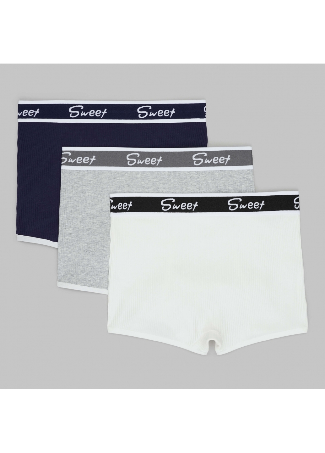 Набір (3 шт.) жіночі труси шортики в рубчик, безшовні, еластичні