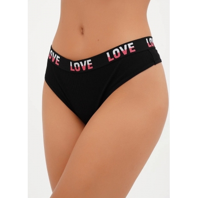 Жіночі трусики стрінги з широкою резинкою чорний колір