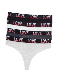Набір жіночих трусиків стрінги з широкою резинкою love 4шт
