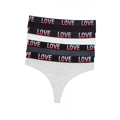Набір жіночих трусиків стрінги з широкою резинкою love 4шт