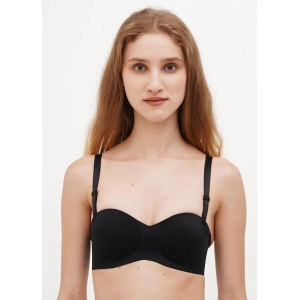 Жіночий дихаючий безшовний бюстгальтер без кісточок з пуш-ап чорний колір