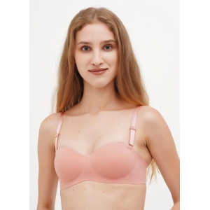 Жіночий дихаючий безшовний бюстгальтер без кісточок з пуш-ап карамельний колір