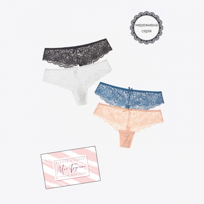 Комплект жіночих трусиків стрінгів мереживо (4шт.)