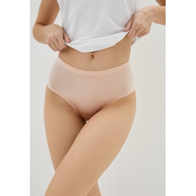 Женские  бесшовные слипы кружево бежевый