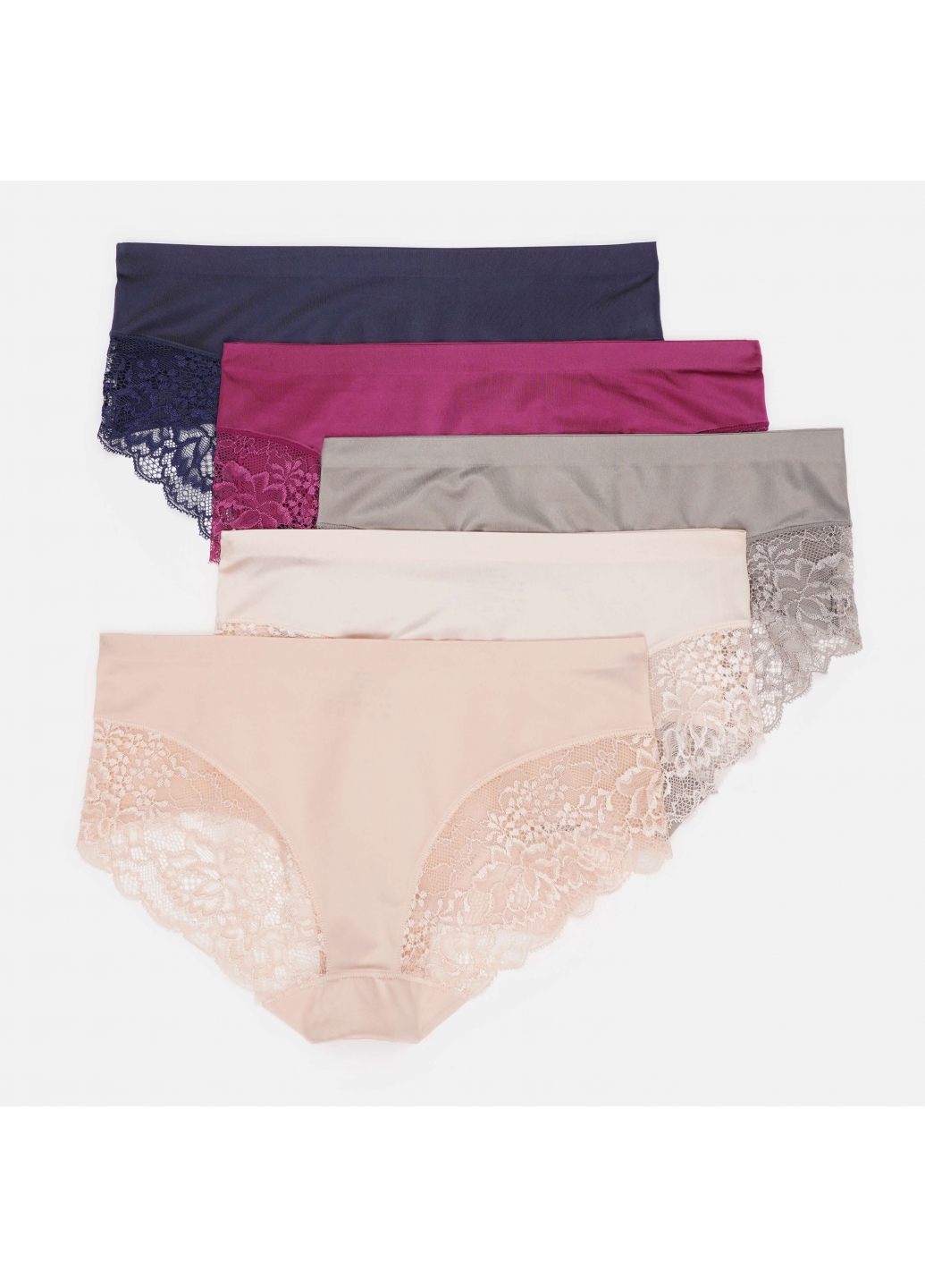 Комплект (5 шт.) жіночі безшовні труси сліпи з мереживом, еластичні, комфортні