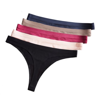 Комплект (5шт.) женские трусы стринги бесшовные атласные