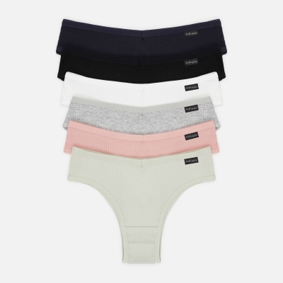 Комплект 3 (6шт.) Женские хлопковые трусы бразилианы
