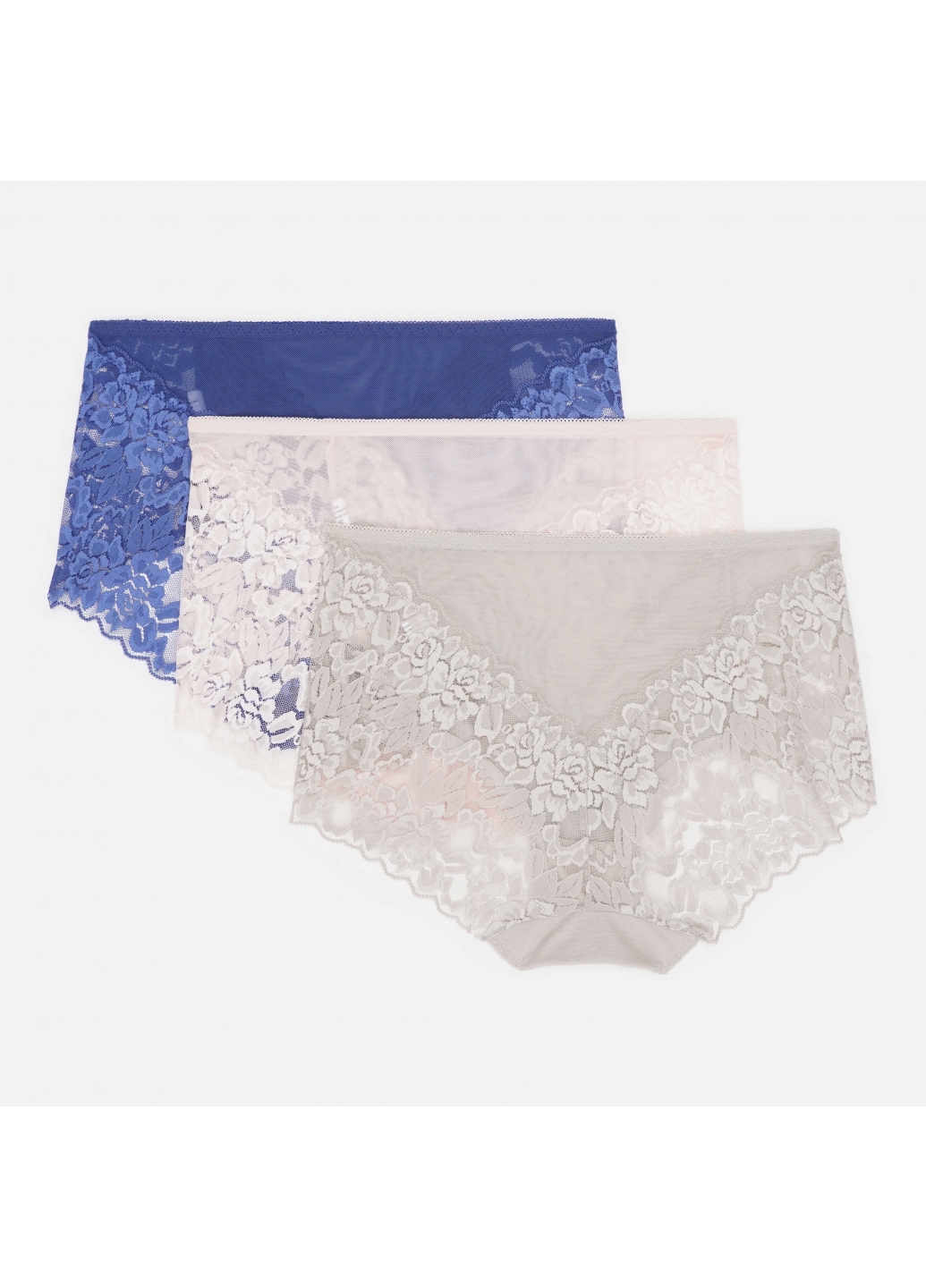 Комплект 2 (3шт.) Женские кружевные трусики высокая посадка