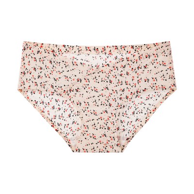 Жіночі трусики Aofeiqike середня посадка бежеві в квіточку
