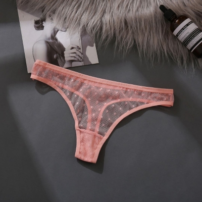 Мереживні стрінги Finetoo з низькою талією Персиковий