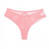 Жіночі бавовняні мереживні трусики стрінги Finetoo з низькою талією Рожевий