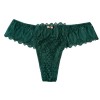 Женские кружевные стринги с бантиком зеленые