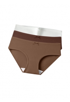 Набор (3 шт.) Женские бесшовные хлопковые трусики с бантиком - средняя посадка, светлая натуральность