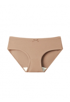 Жіночі безшовні бавовняні трусики з бантиком – середня посадка Персиковий