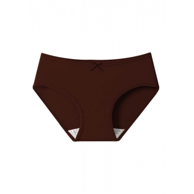 Женские бесшовные хлопковые трусики с бантиком - средняя посадка Темно-коричневый
