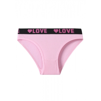 Женские спортивные хлопковые трусики LOVE - нежно-розовые