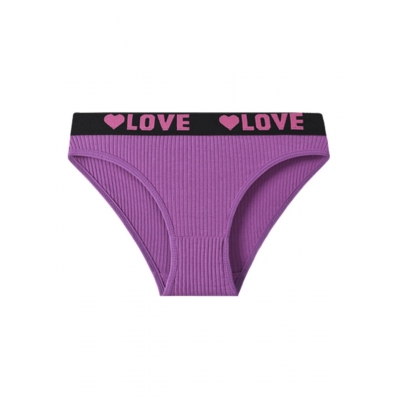 Жіночі спортивні бавовняні трусики LOVE – баклажанові