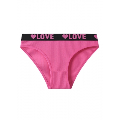 Женские спортивные хлопковые трусики LOVE - насыщенно-розовые