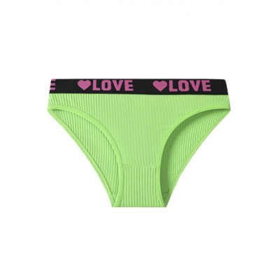 Женские спортивные хлопковые трусики LOVE - неоново-зеленые