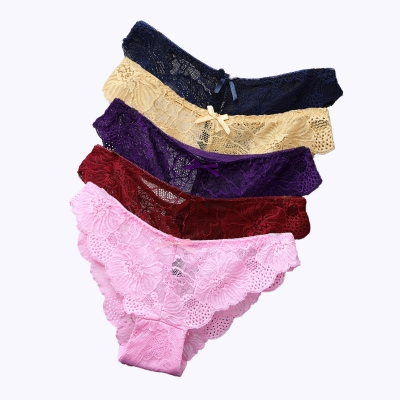 Комплект Жіночих мереживних трусиків сліпів з бантиком (5шт)